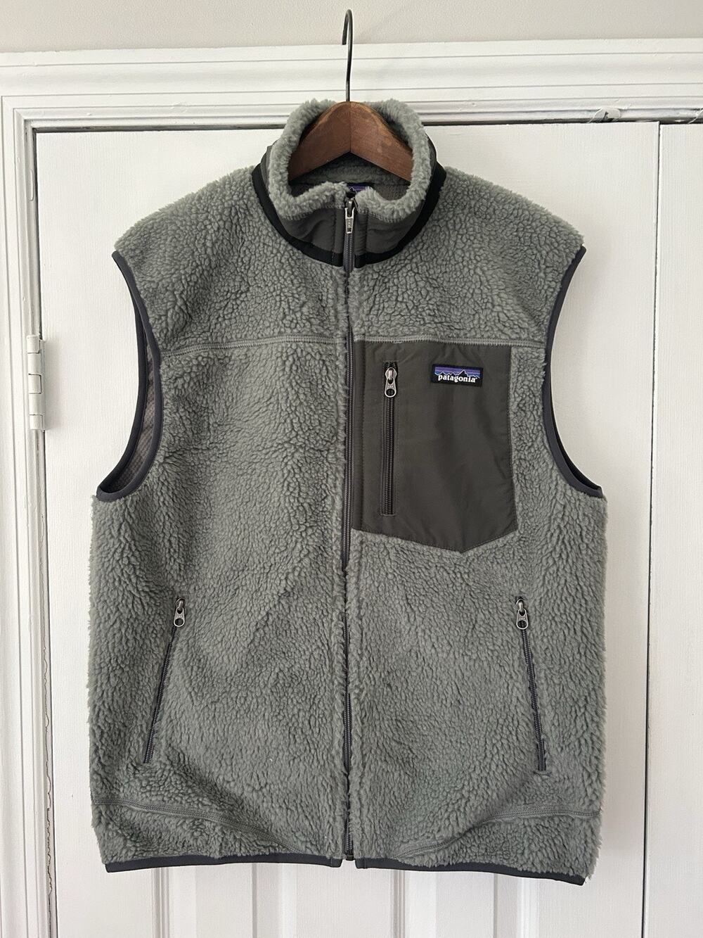 Patagonia Retro X Fleece Vest Grey Sherpa Size Medium Deep Pile EUC